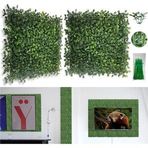 Artificial Grass Wall Panel,10"x 10"(12Pcs) Boxwood Faux Green Wall Panels
